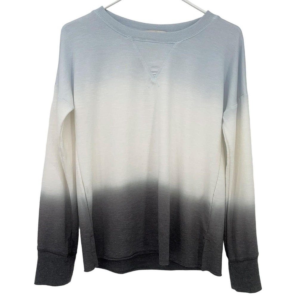 Knox Rose Womens XS Blue White Grey Ombre Long Sleeve Crew Neck Pullover Top - Picture 2 of 12